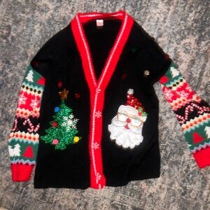 Holiday Time Red and Black Festive Sweater